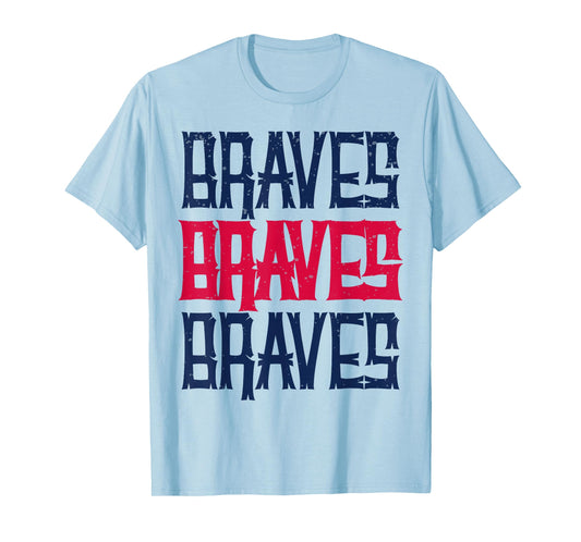 Vintage Braves Retro Three Stripe Weathered Shirt T-Shirt