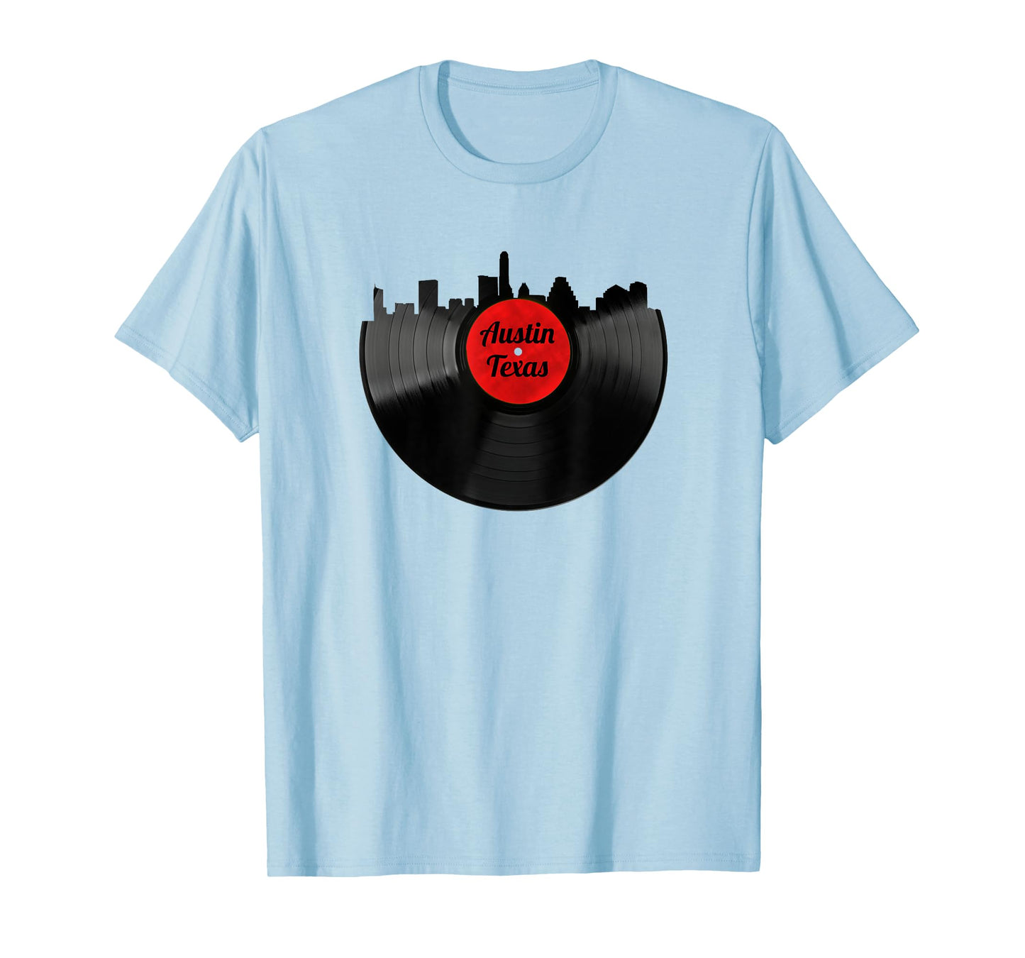 Austin Texas Skyline Shirt TX Hipster Vinyl Record Shirt T-Shirt