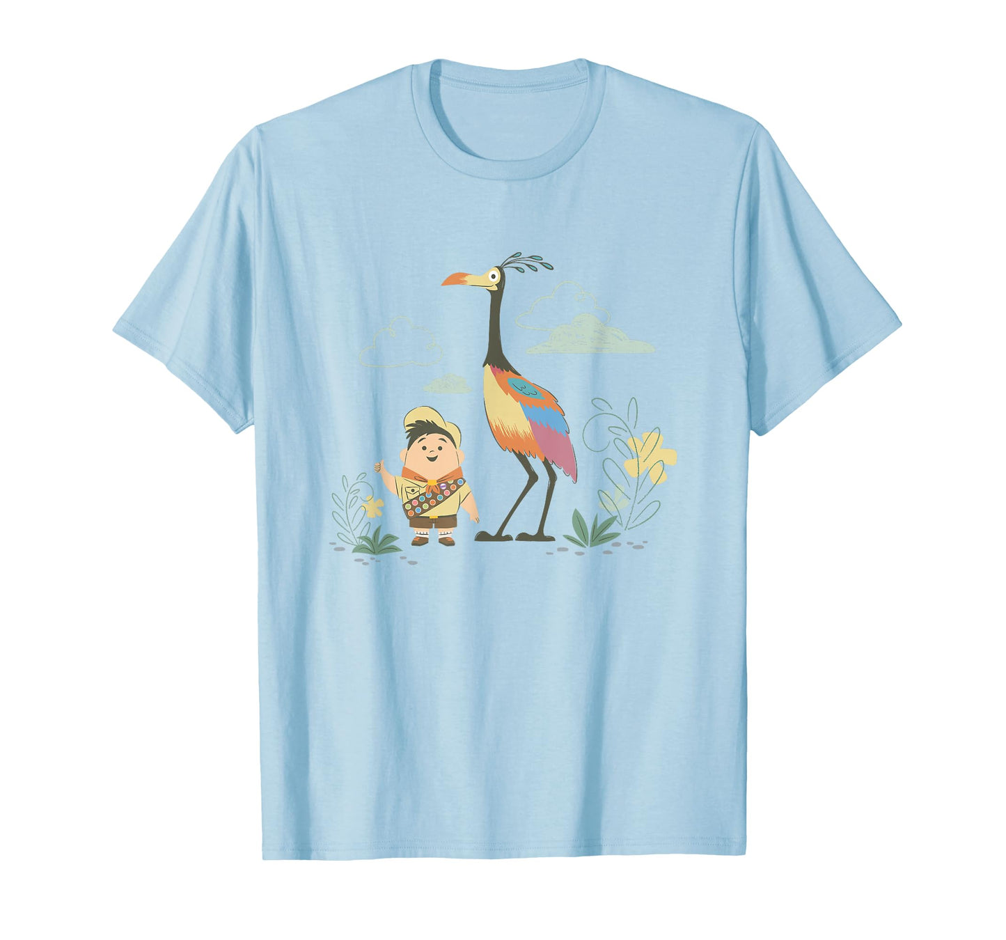 Disney Pixar Up Happy Cute Russell and Kevin Chest Logo T-Shirt