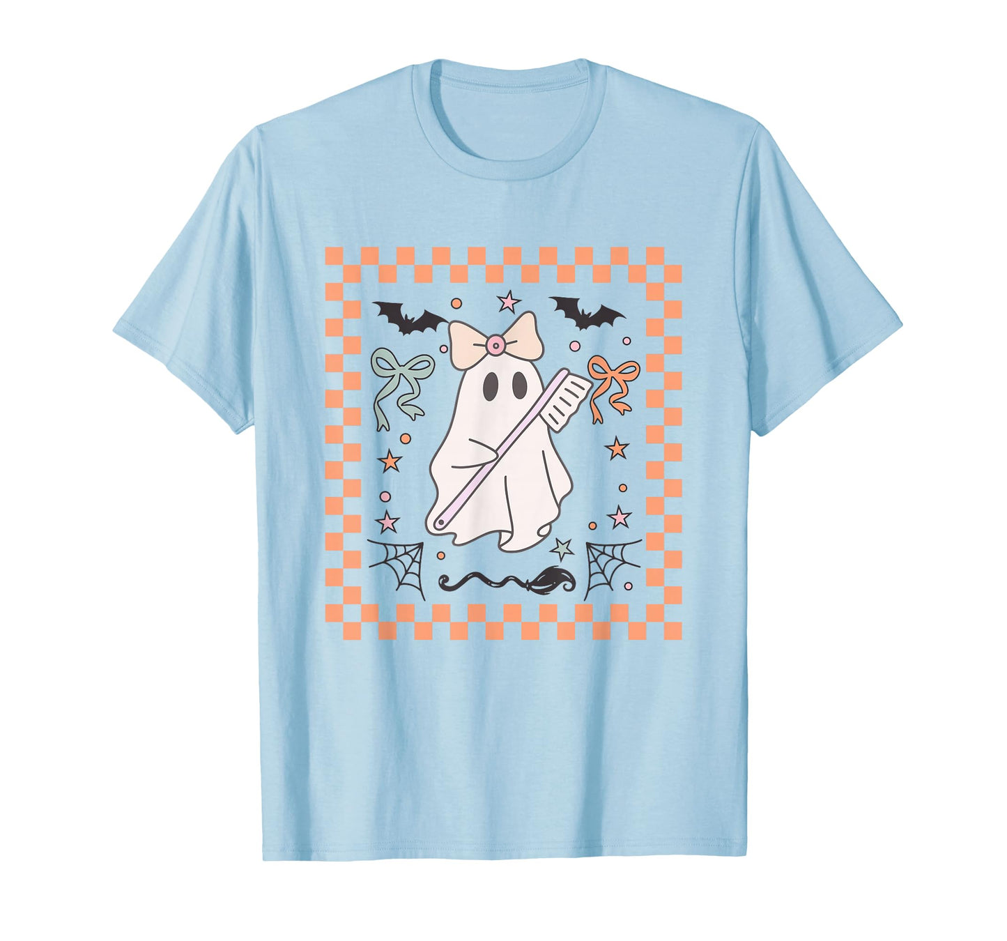 Coquette Ghost Dentist Dental Halloween Ghost Dental Crew T-Shirt