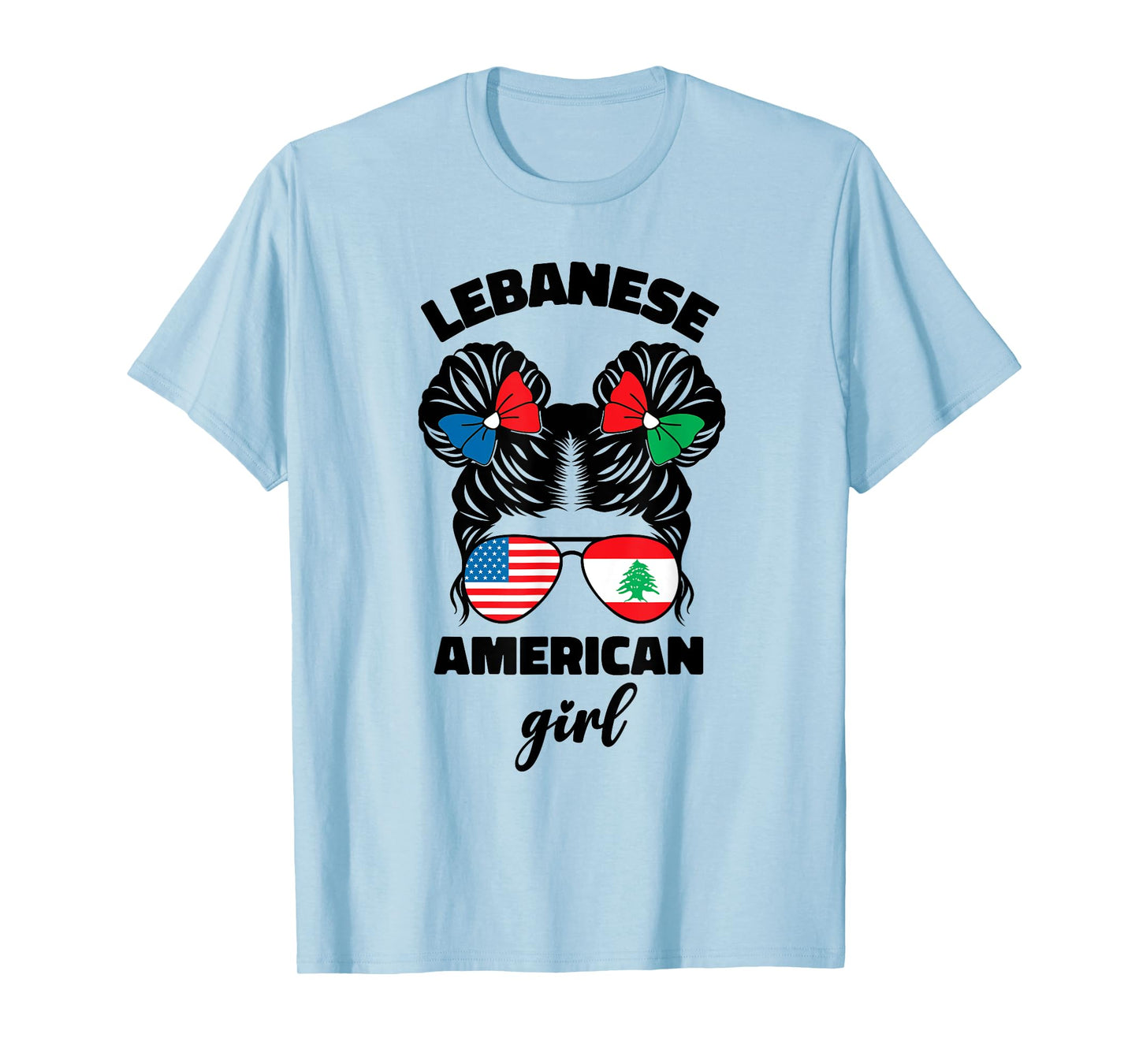 Funny Half American And Lebanese Lebanon Usa Flag Kids Girl T-Shirt