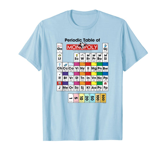 Monopoly Periodic Table Of Monopoly Vintage Color Game Board T-Shirt