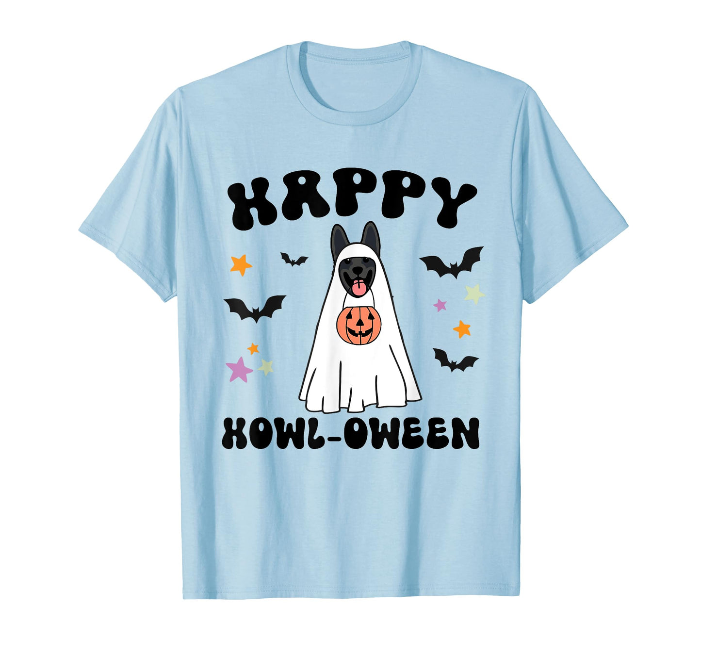 Black German Shepherd Boo Ghost Dog Happy Halloween Costume T-Shirt