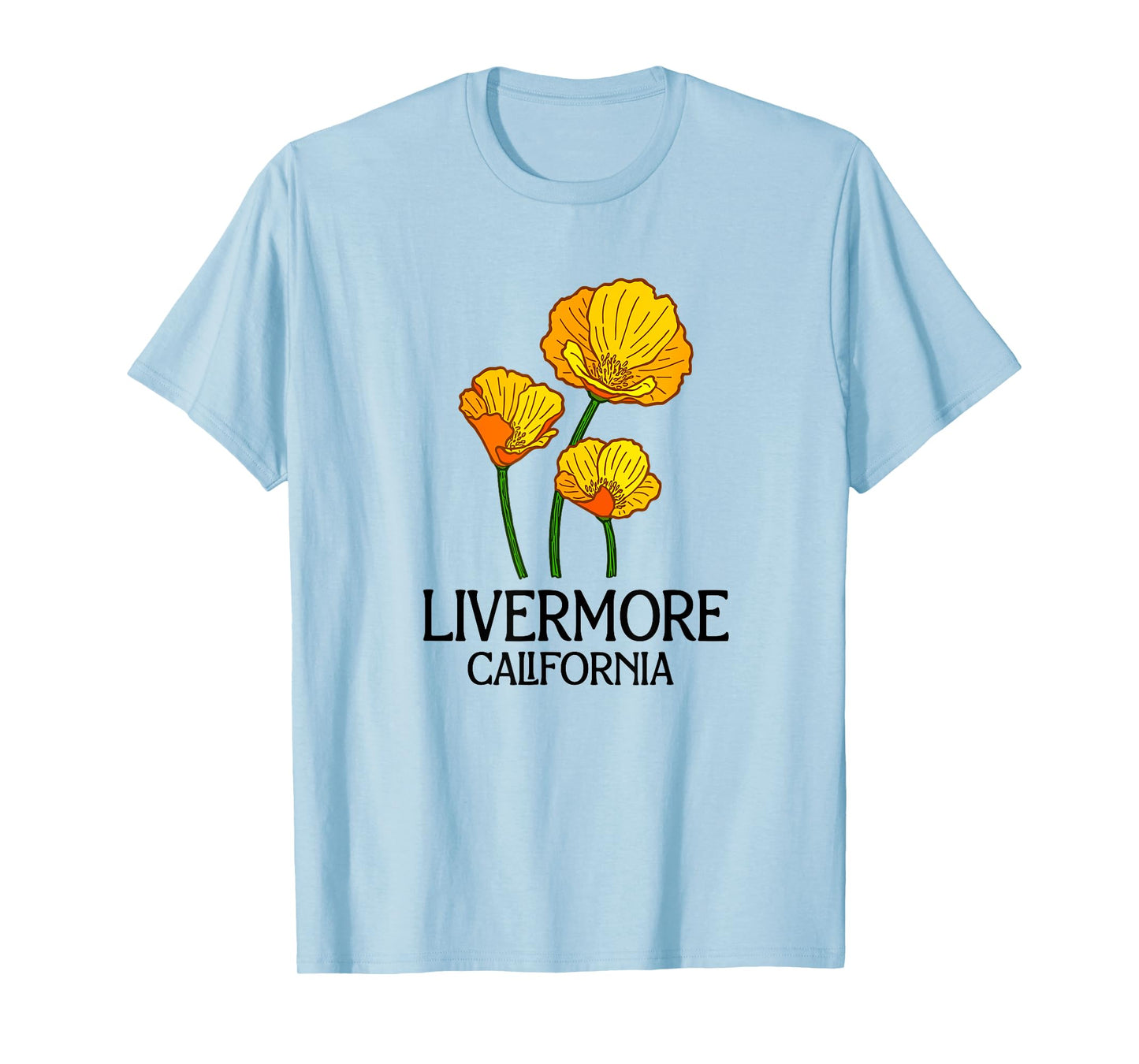 Livermore California CA Poppy Flower State City Vintage T-Shirt