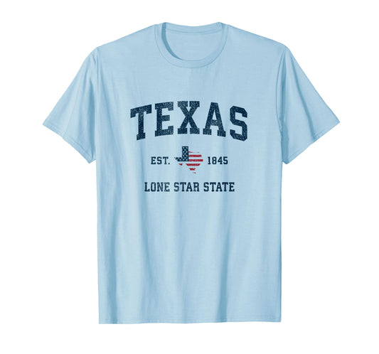 Texas Vintage American Flag USA Sports Design Women Kids Men T-Shirt