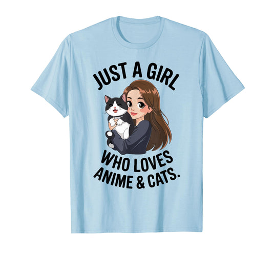 Just A Girl Who Loves Anime & Tuxedo Cats Cute Mama Mom Teen T-Shirt