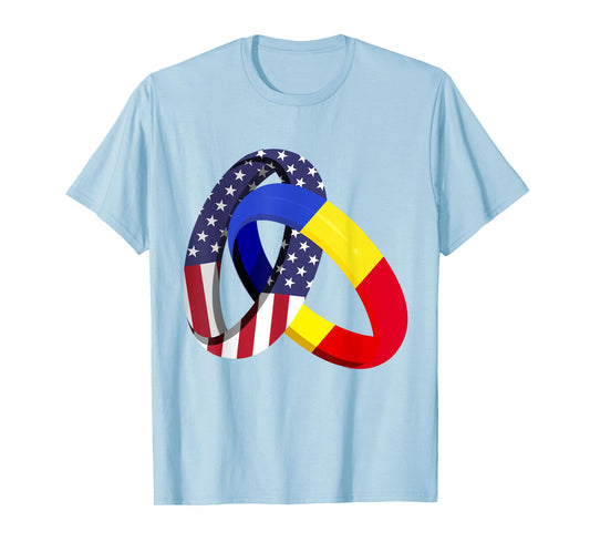 Romania American Ring Heritage Month Patriot Flags T-Shirt