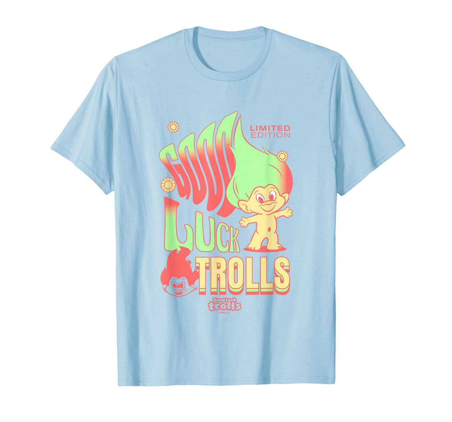Good Luck Trolls Limited Edition 60's Retro Vibe Chest Logo T-Shirt