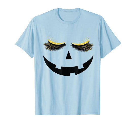 Halloween Pumpkin Beautiful Eyelashes Jack o Lantern Women T-Shirt