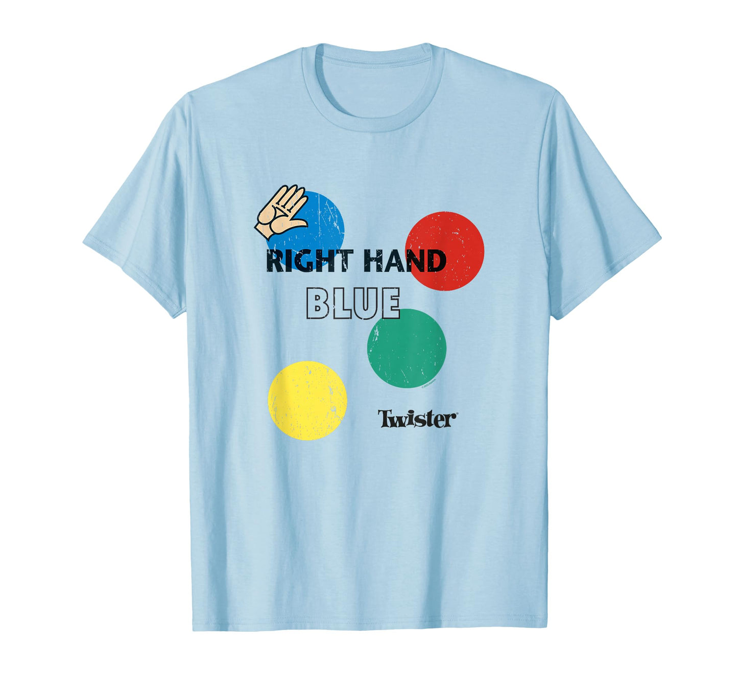 Twister Vintage Retro Distressed Right Hand Blue Game Logo T-Shirt