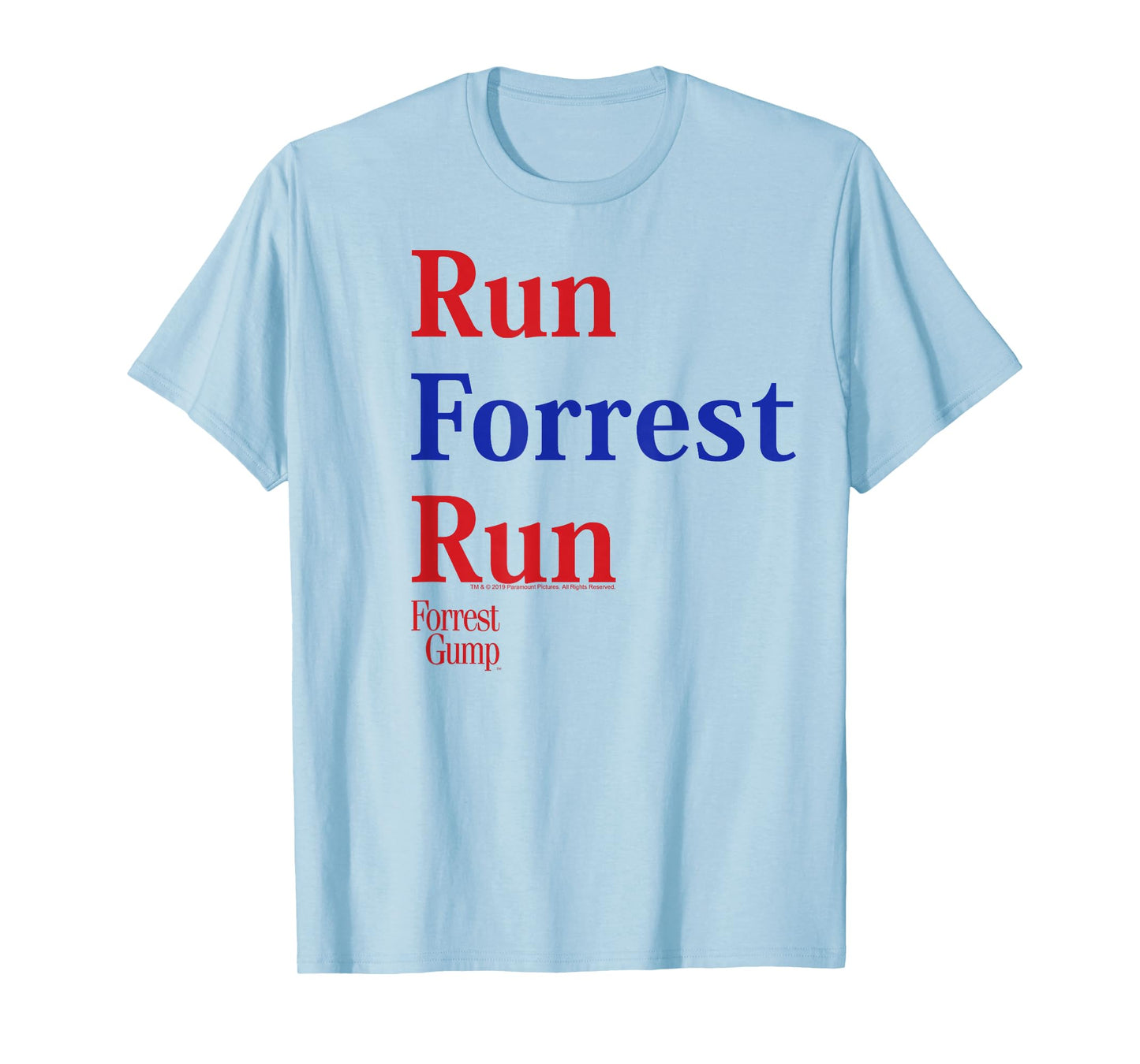 Forrest Gump Run Forrest Run Red and Blue Title Logo T-Shirt