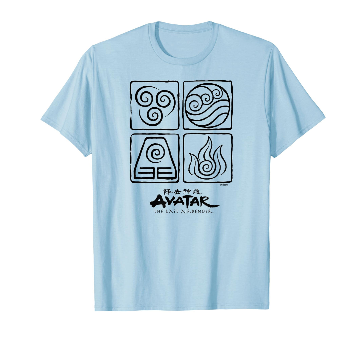 Avatar The Last Airbender - Fire Earth Water Air Elements T-Shirt