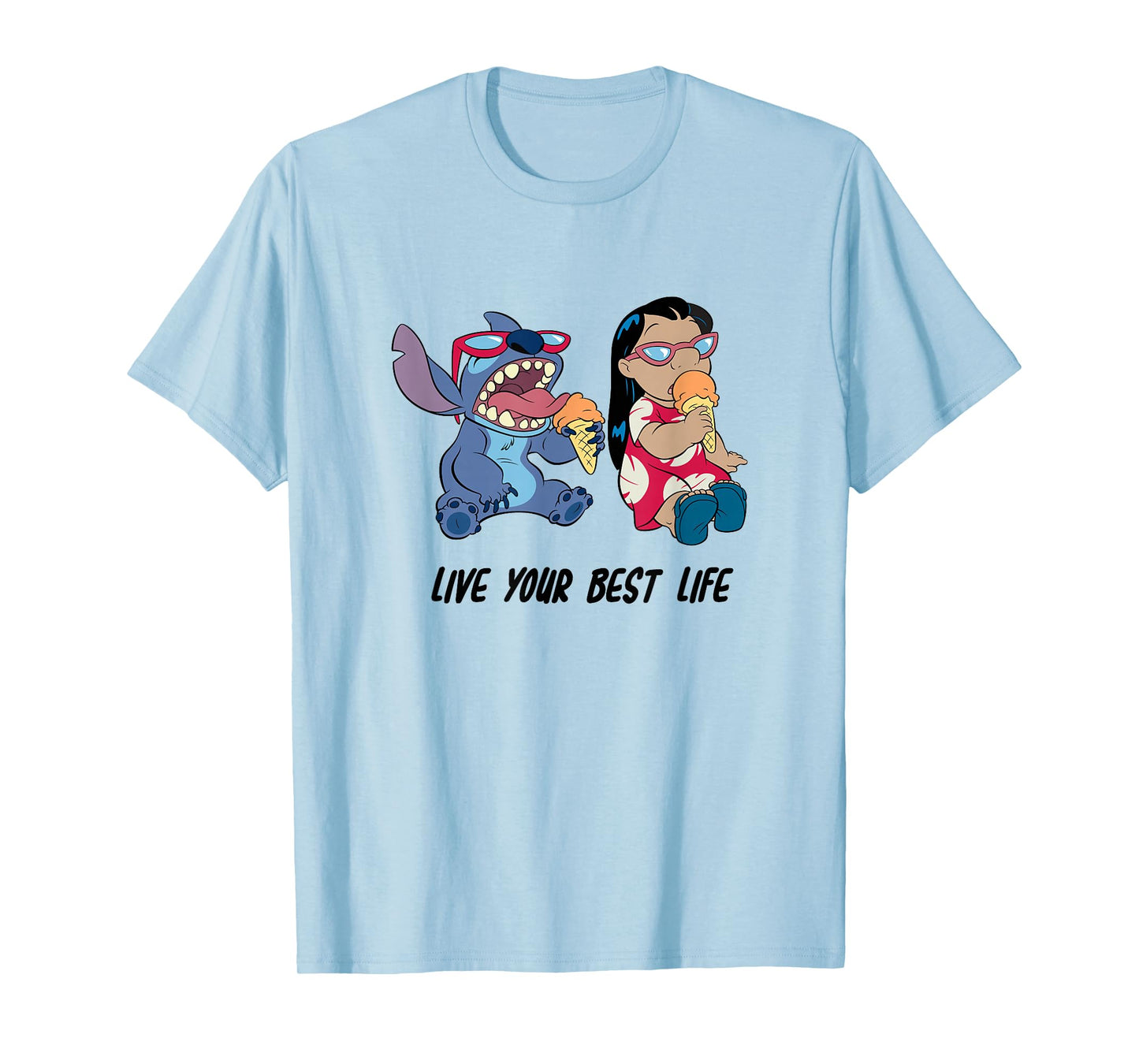 Disney Lilo & Stitch Eating Ice Cream Live Your Best Life T-Shirt
