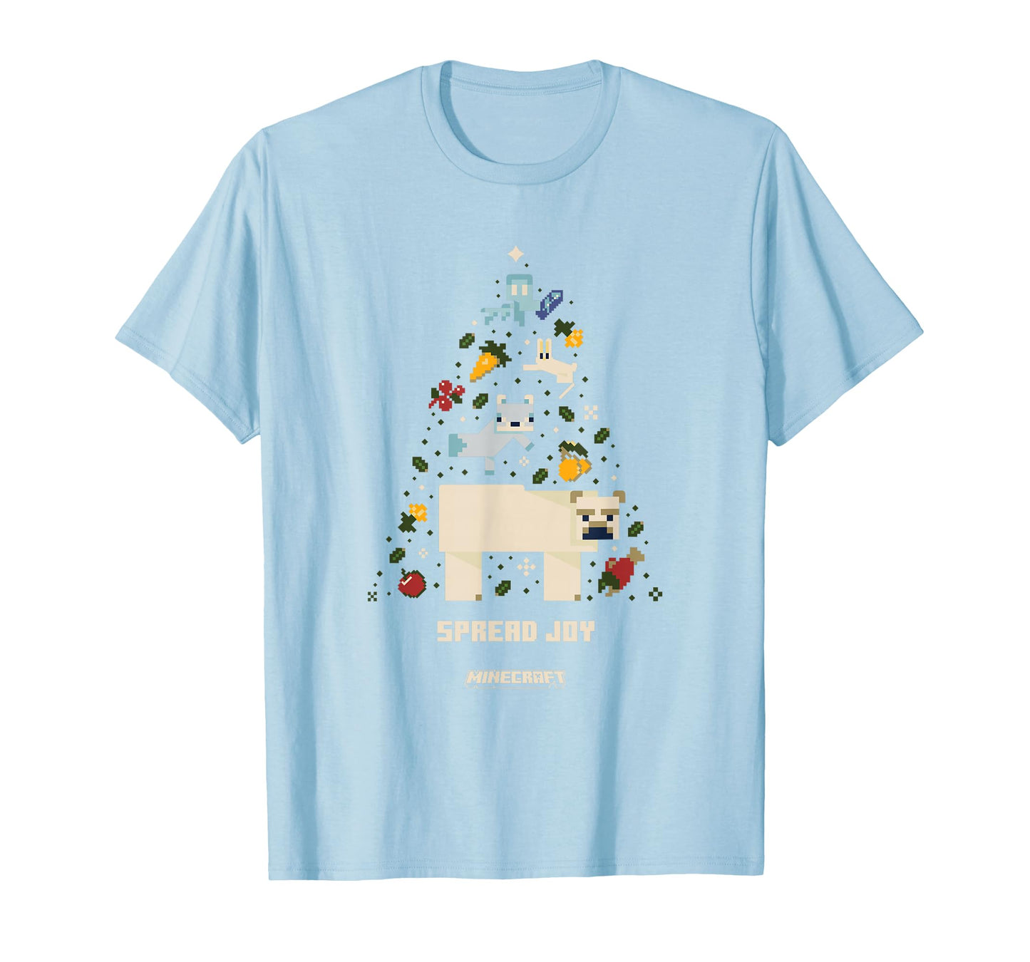 Minecraft Christmas Spread Joy Xmas Tree Group Shot T-Shirt