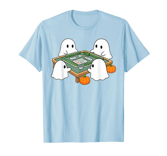 Halloween Ghost Playing Mahjong Spooky Mahjong Funny Costume T-Shirt