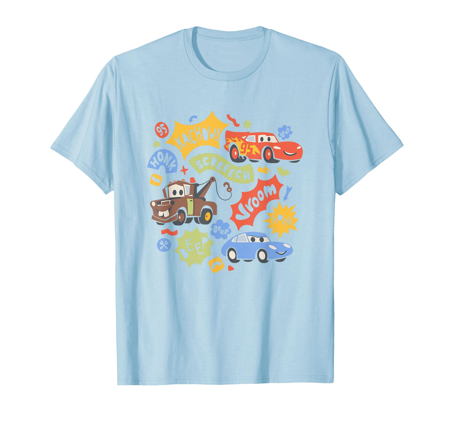 Disney Pixar Cars 2 McQueen Mater Sally Kachow Chest Logo T-Shirt