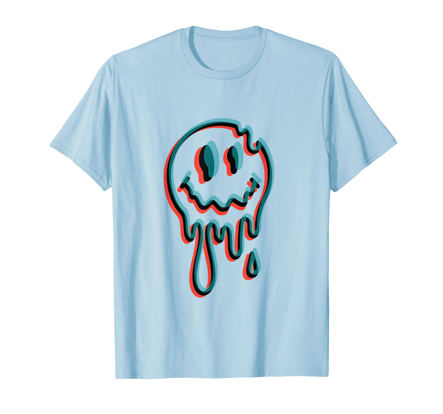 Melting Smiling Face Glitch Trippy Dripping T-Shirt