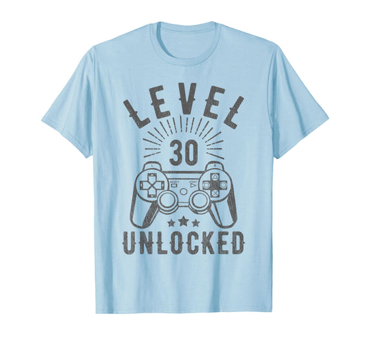 Level 30 Unlocked Funny Gamer 30th Birthday Vintage 30 Years T-Shirt