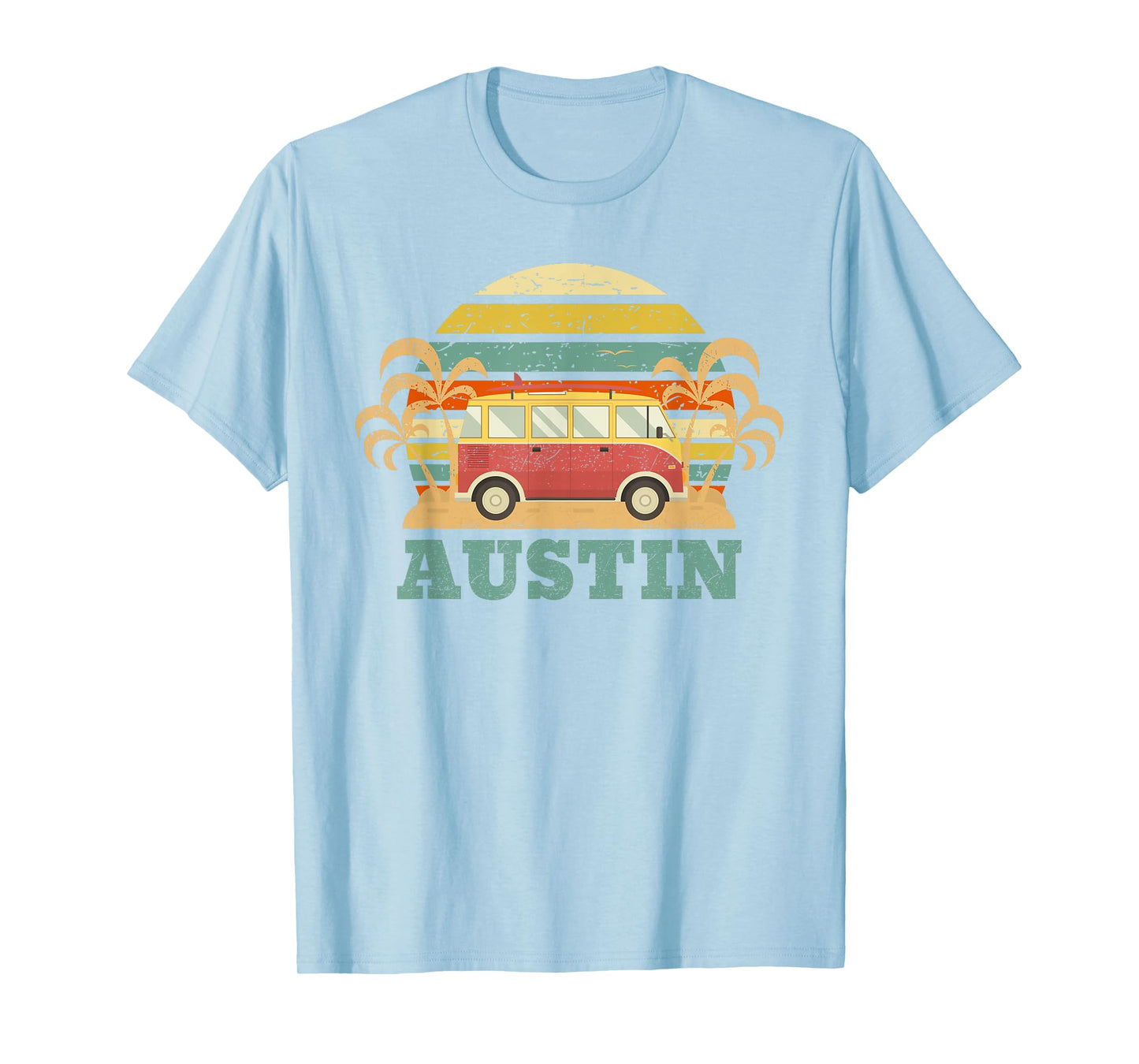 Vintage 60's 70's Austin TX T-Shirts Tee - Unisex Adult - Blue - Small - Short Sleeve - Crew Collar - Retro - T-Shirt