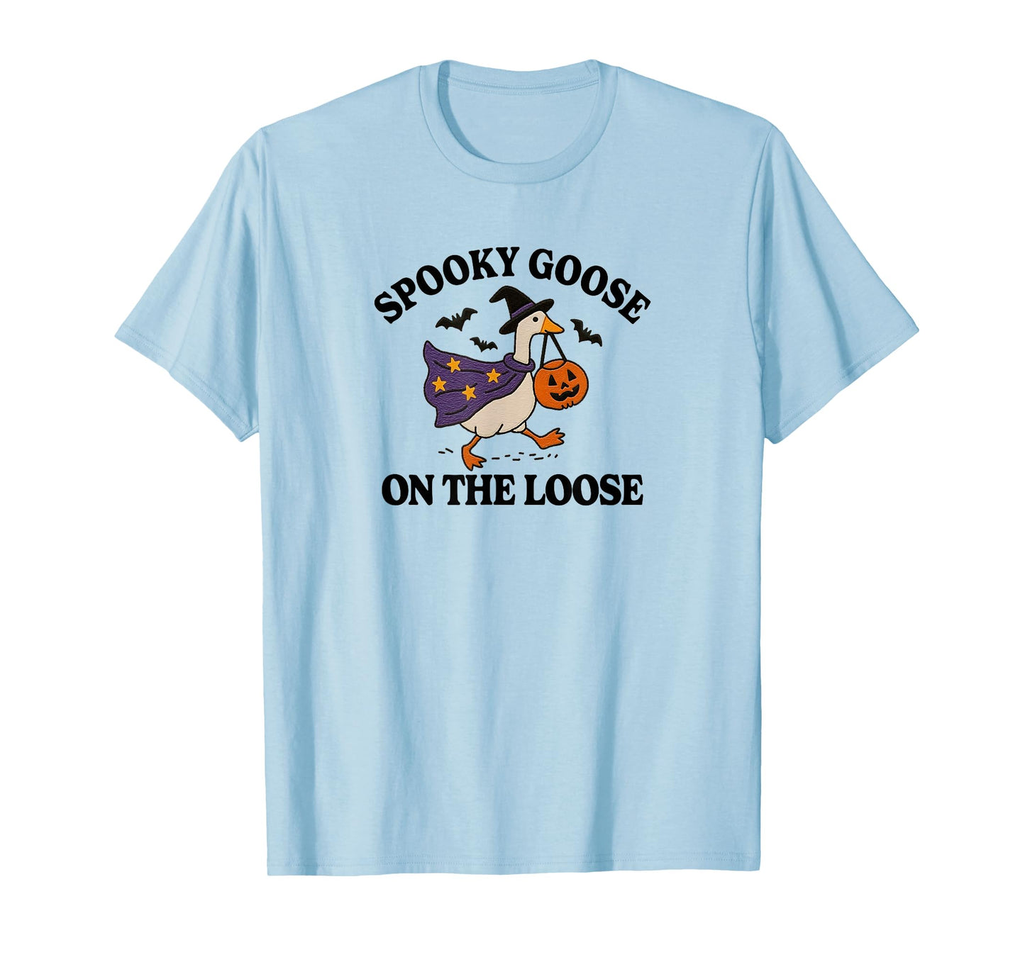 Spooky Goose On The Loose Witch Silly Goose Animal Halloween T-Shirt