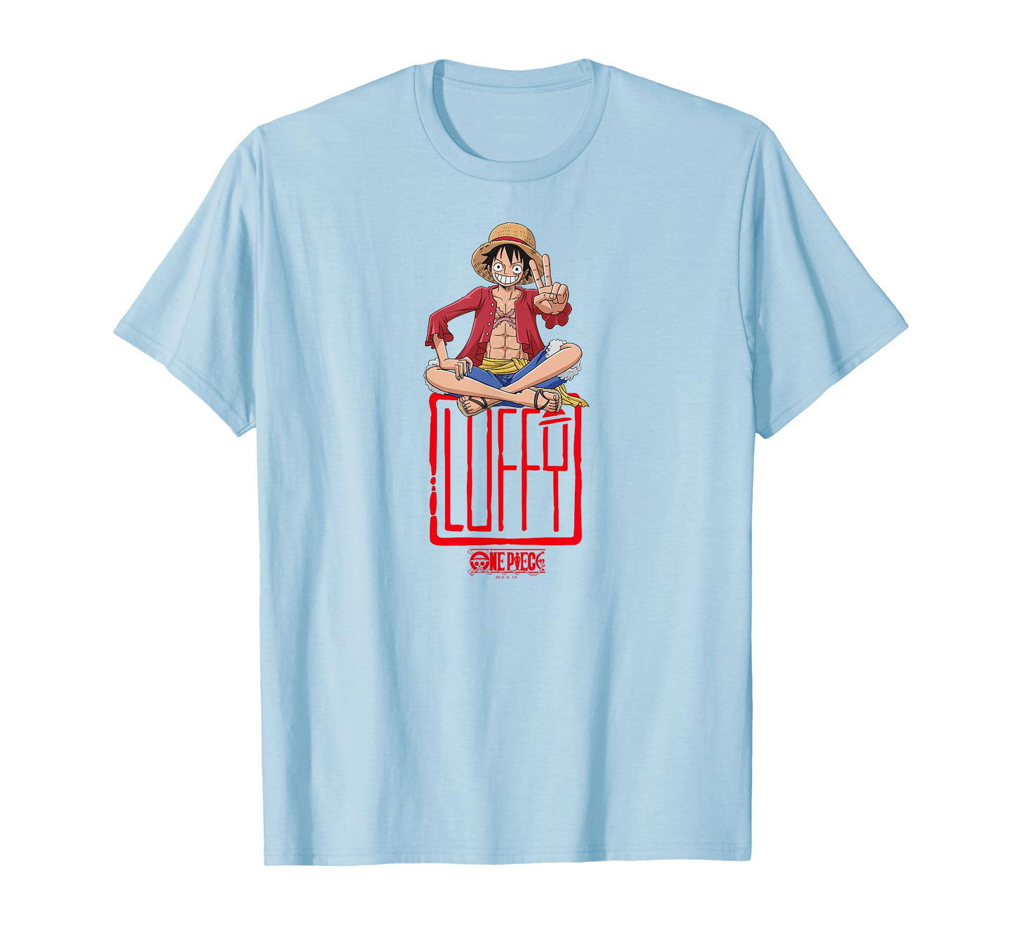 One Piece Anime Luffy Stamp Peace Sign T-Shirt