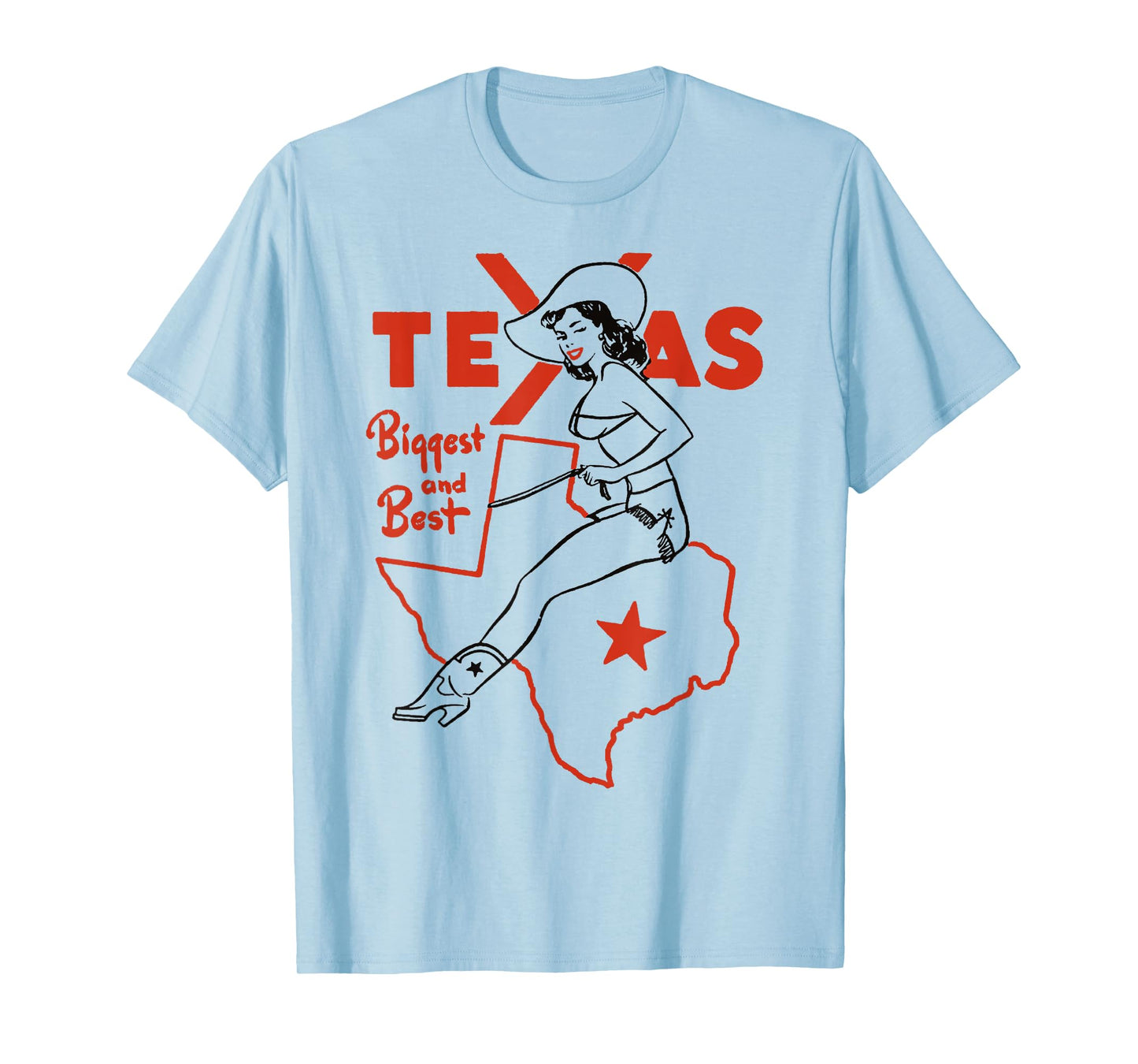 Vintage Rodeo Texas Pride Boots & Bikini Pin-Up Cowgirl T-Shirt