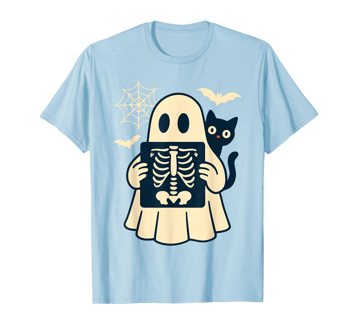 Radiology Ghost Halloween Xray Tech Radiologist Black Cat T-Shirt