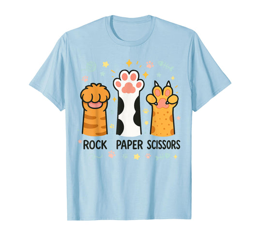 Rock Paper Scissors Hand Game Cute Paw Funny Cat Men Women T-Shirt