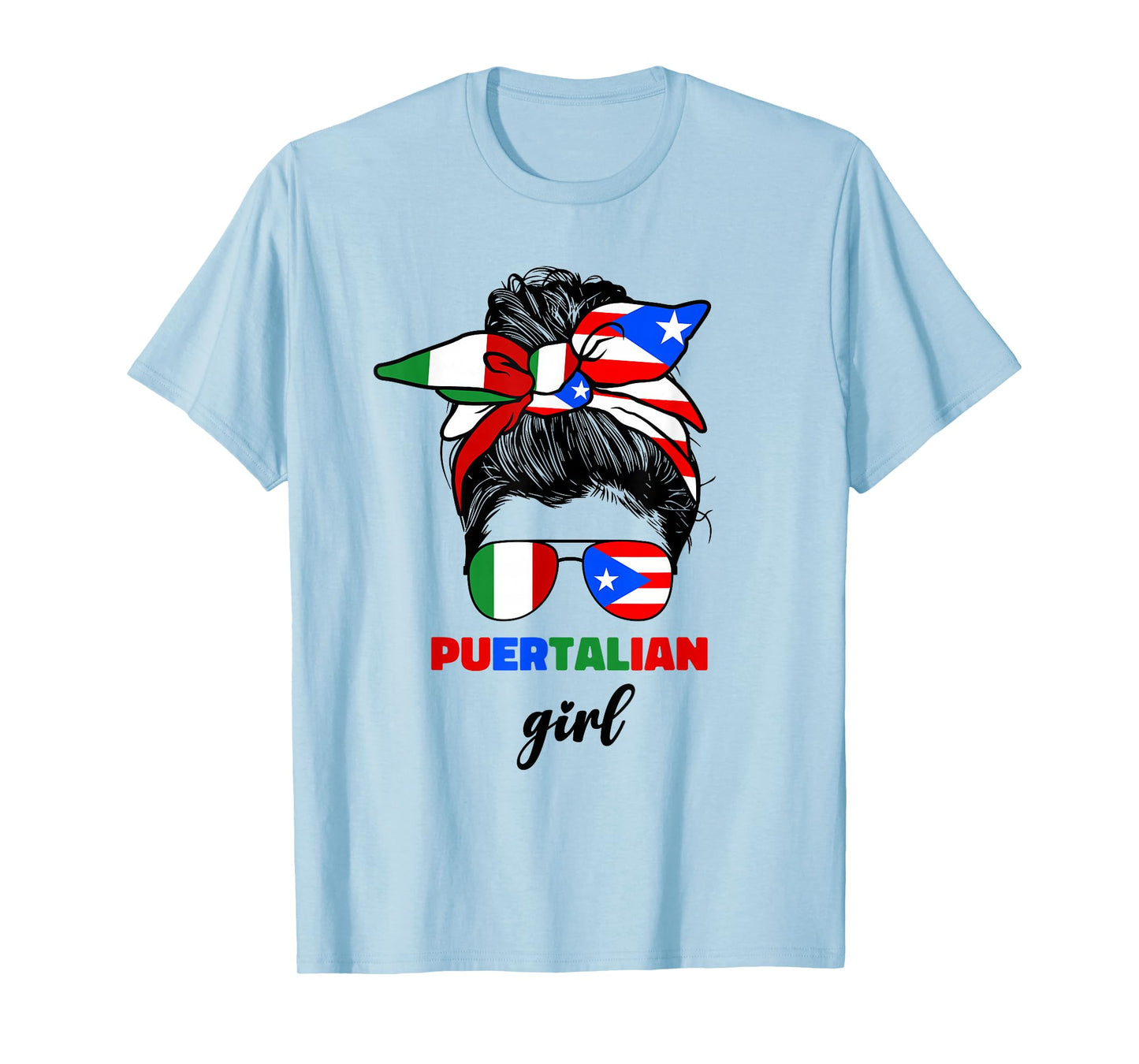 Half Italian And Puerto Rican Rico Italy Flag Girl For Women T-Shirt