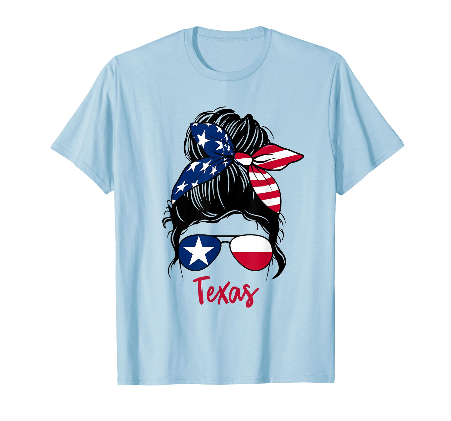Texas Patriotic Sunglasses USA Flag Bandana Woman Look T-Shirt