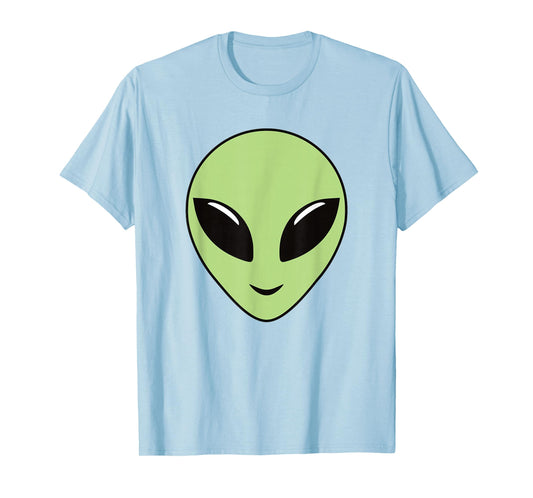 Green Alien Head Cute Funny Happy Face Alien Men Women Kids T-Shirt