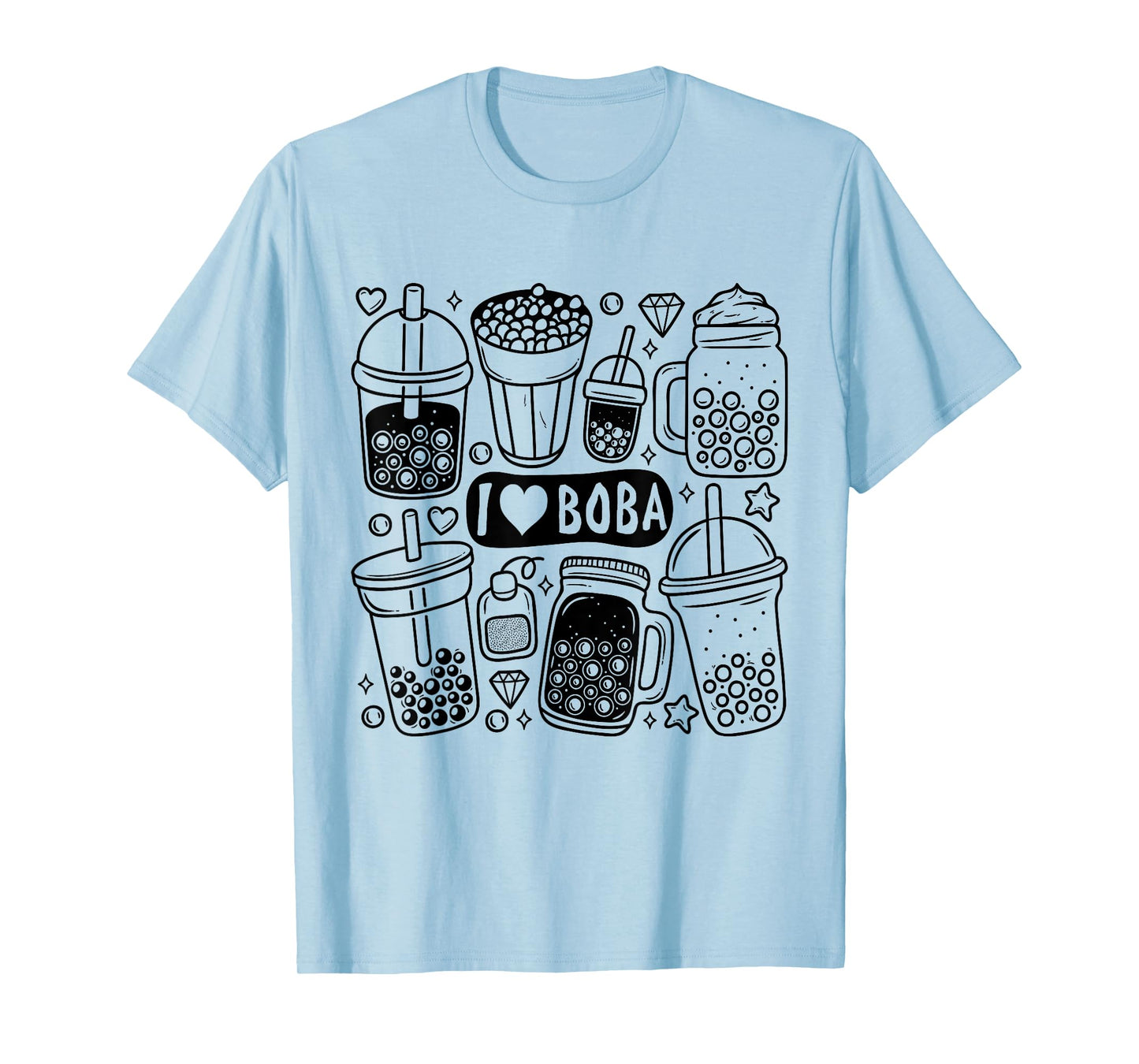 I Love Boba Bubble Tea Drink Lovers Boba Tea Cup Heart Shape T-Shirt