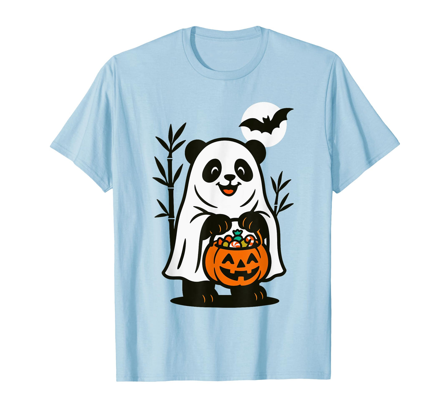 Cute Ghost Halloween Men Women Kids Funny Panda T-Shirt