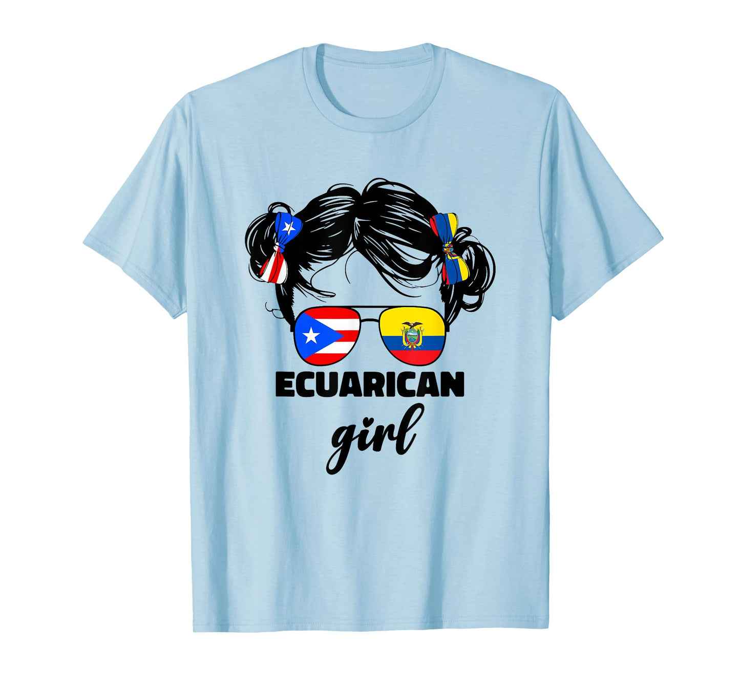 Half Ecuadorian And Puerto Rican Rico Ecuador Flag Kids Girl T-Shirt