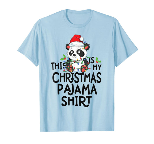 Panda Tree Lights Funny This Is My Christmas Pajama Shirt T-Shirt