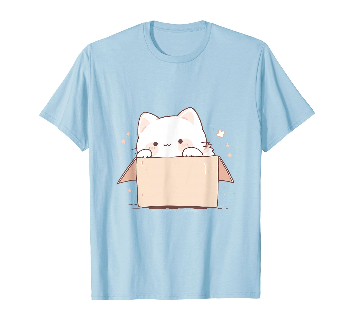 Cute White Cat in a Box Japanese Kawaii T-Shirt