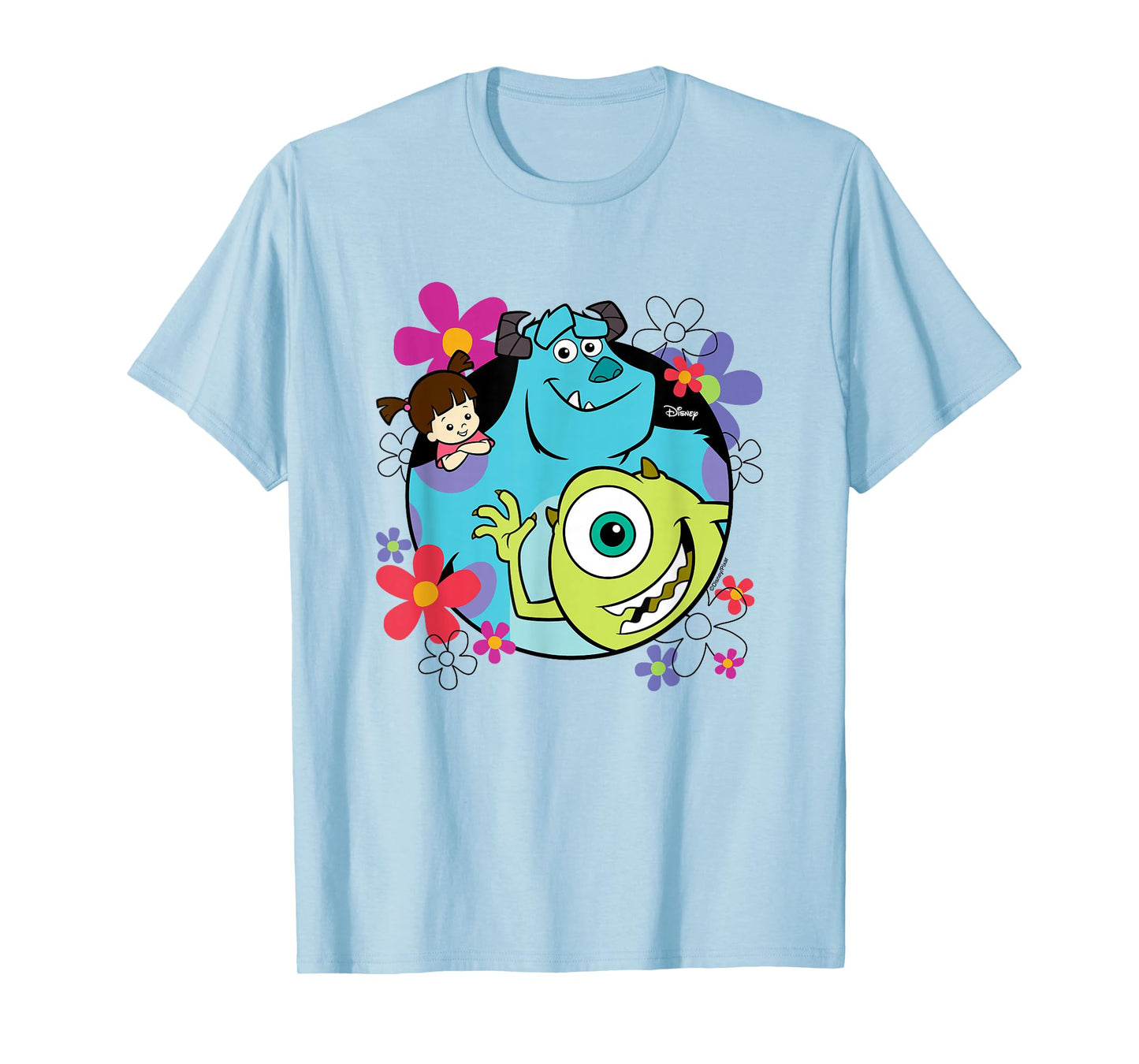 Monsters Inc - Sully Mike Wazoski Boo Floral Circle Group T-Shirt