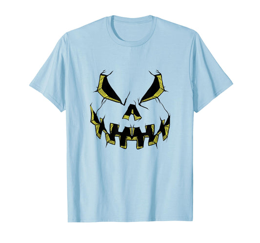 Scary Pumpkin Face Halloween Party Costume Jack O Lantern T-Shirt