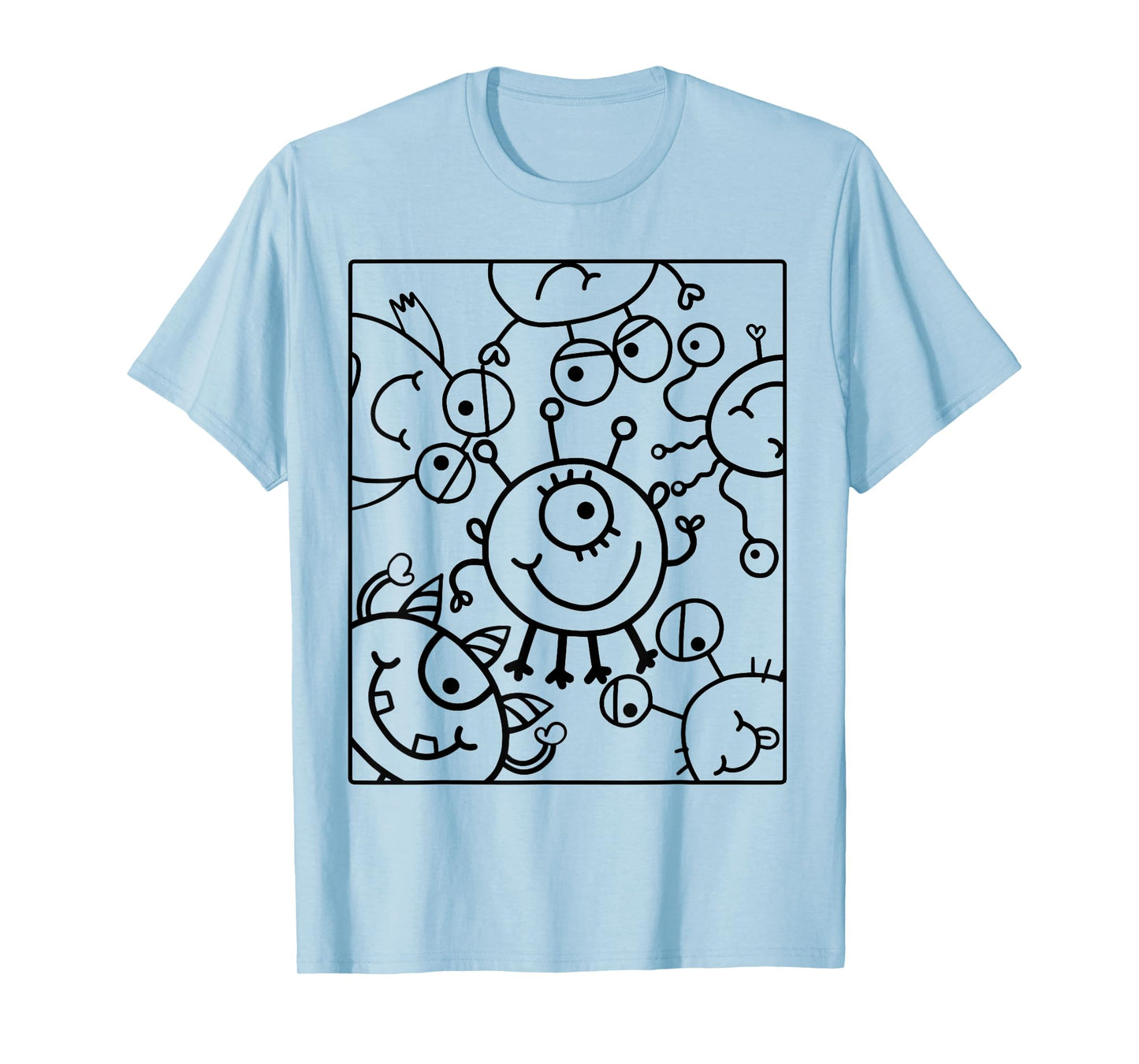 Coloring shirt kids. Funny monsters tshirt to paint on T-Shirt