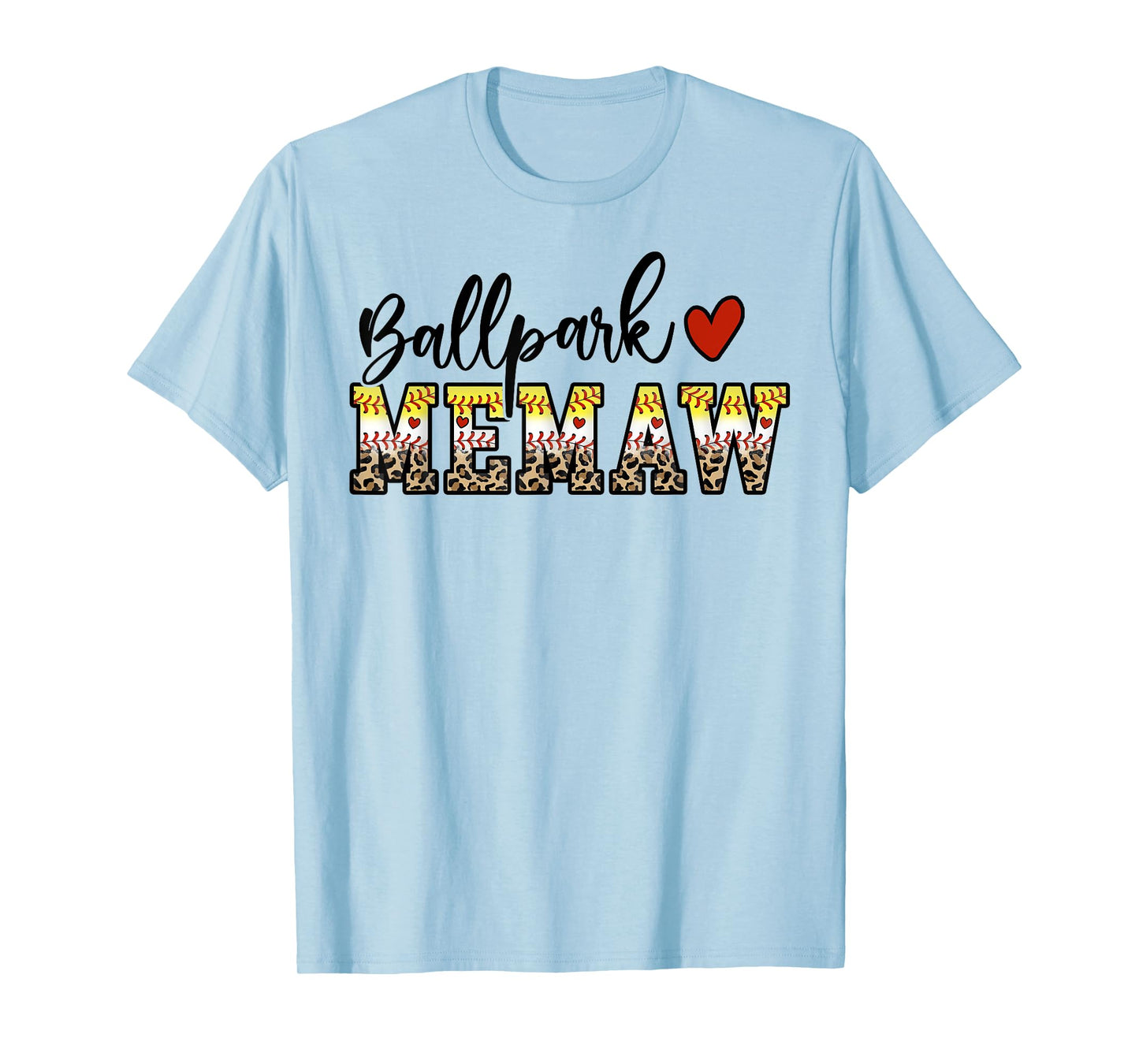 BallPark Memaw Baseball Softball Mom Leopard Mother's Day T-Shirt