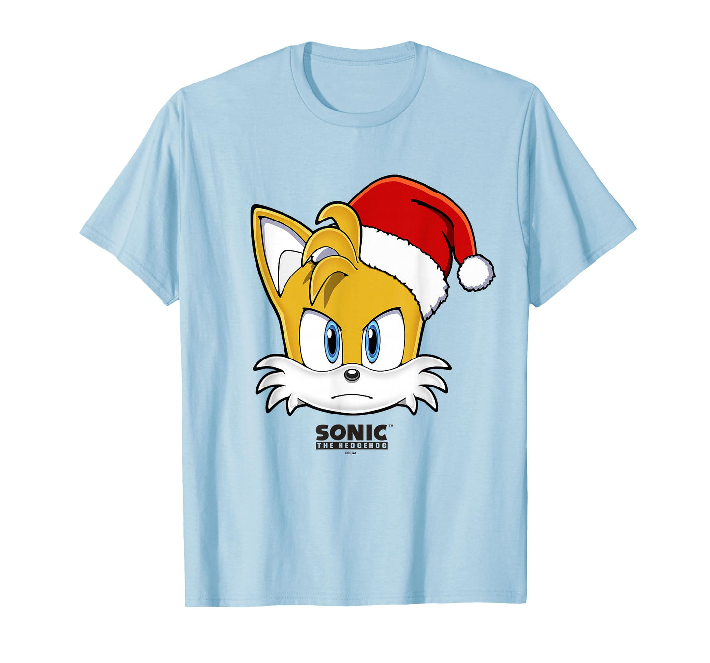 Sonic The Hedgehog Christmas Tails Santa Hat Big Face T-Shirt