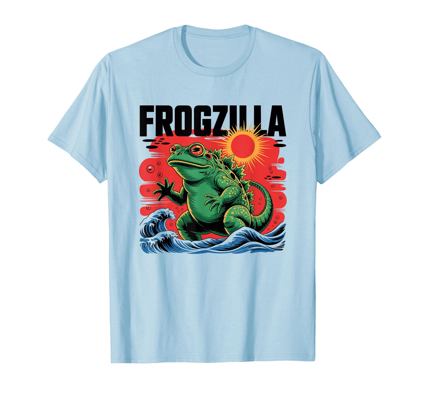 Frogzilla Retro Kaiju Monster Ocean Wave Funny Frog T-Shirt