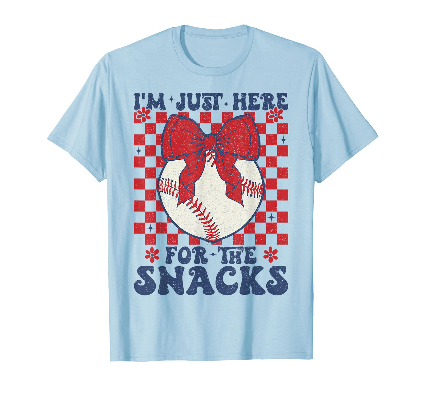 Retro Baseball Sister I'm Just Here for the Snacks Girls Mom T-Shirt