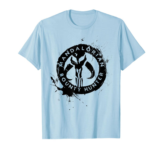 Star Wars The Mandalorian Bounty Hunter Splatter Logo T-Shirt