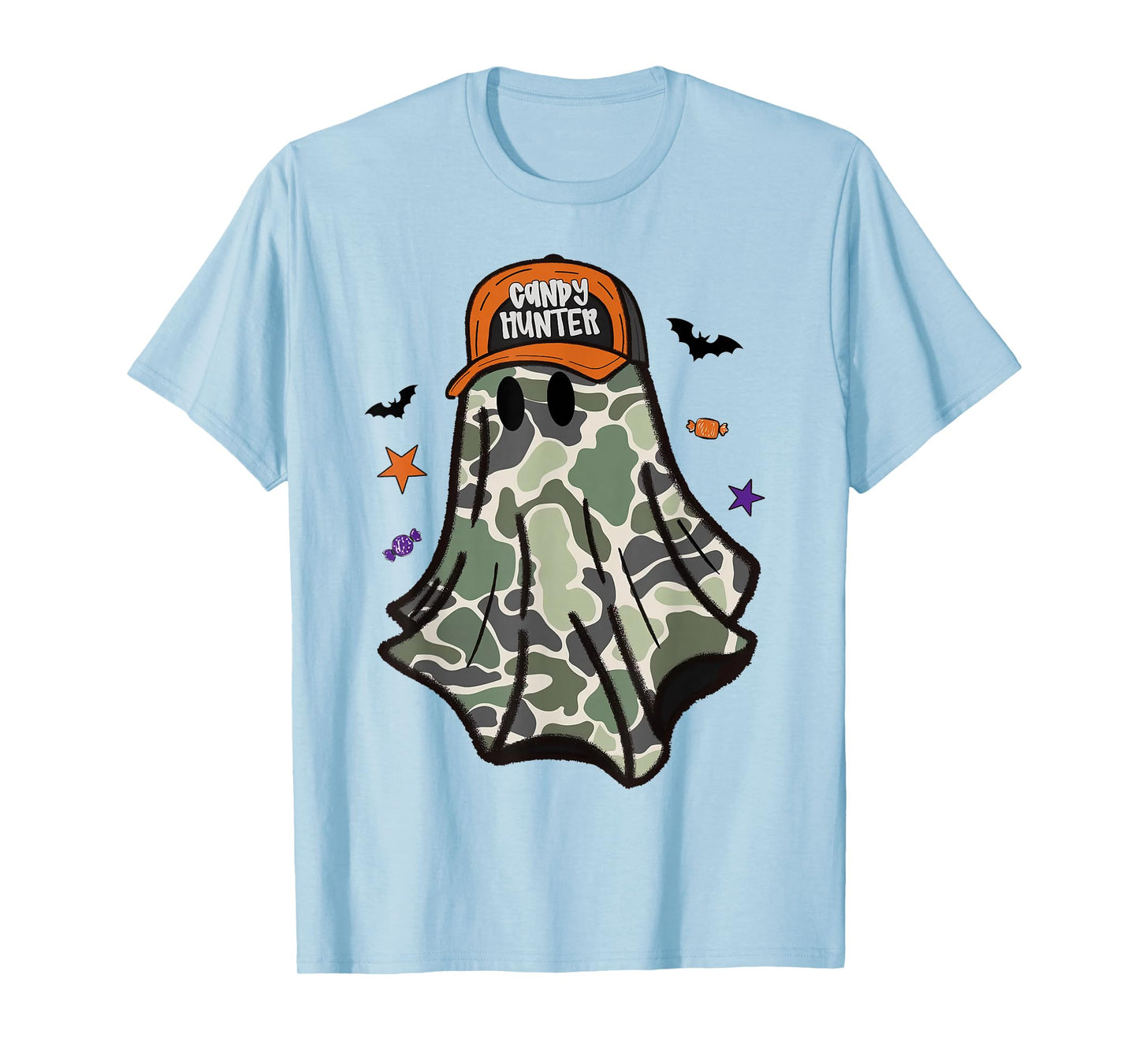 Candy Hunter Camo Ghost Funny Hunting Halloween Cozy Season T-Shirt