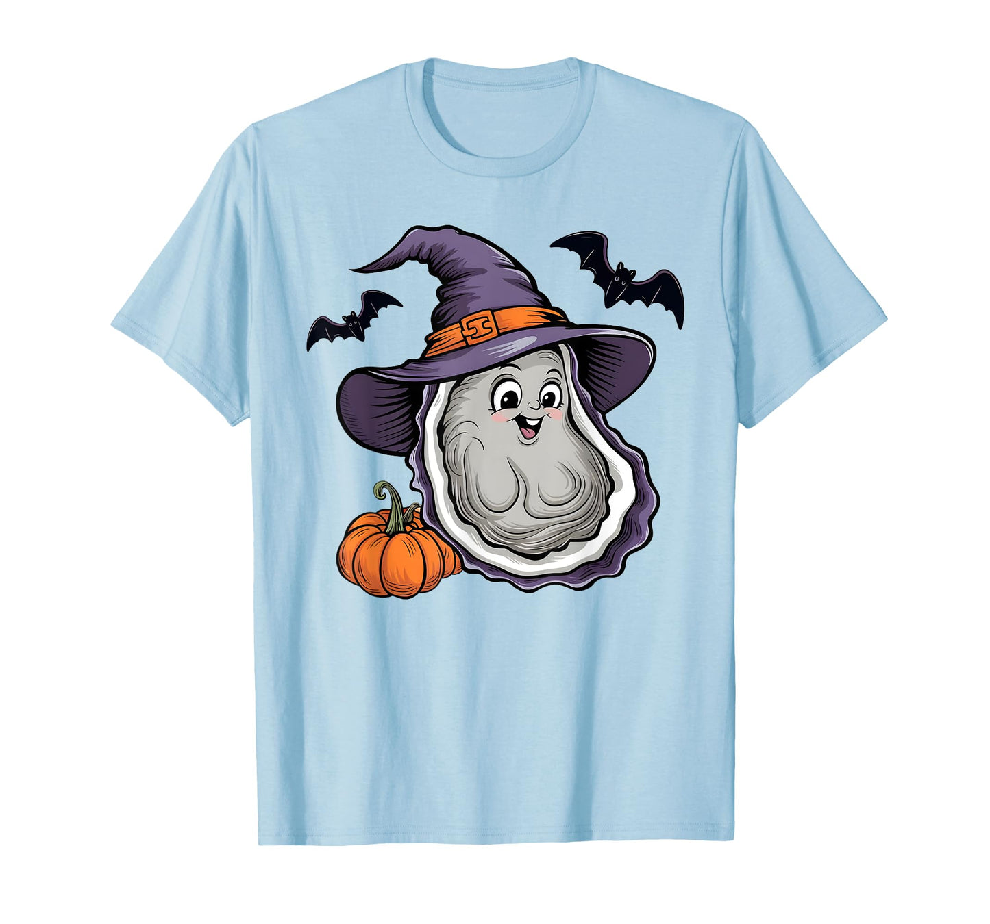 Oyster Scary Pumpkin Bat Funny Witch Hat Oyster Halloween T-Shirt