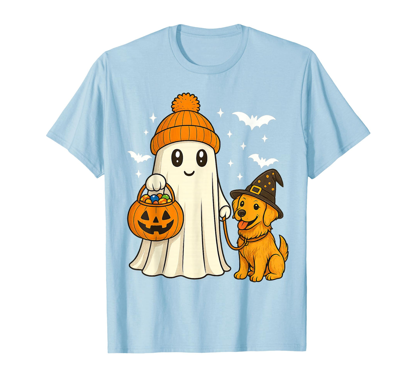 Ghost Golden Retriever Dog Walking Halloween Spooky Costume T-Shirt