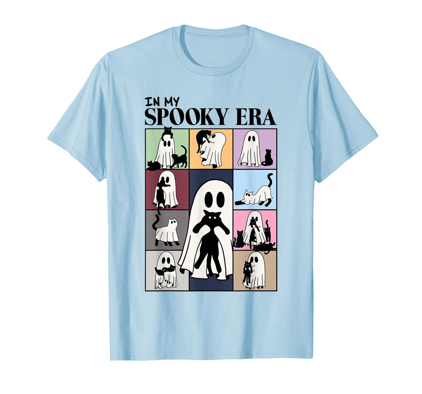 Retro In My Spooky Era Funny Ghost And Black Cat Halloween T-Shirt
