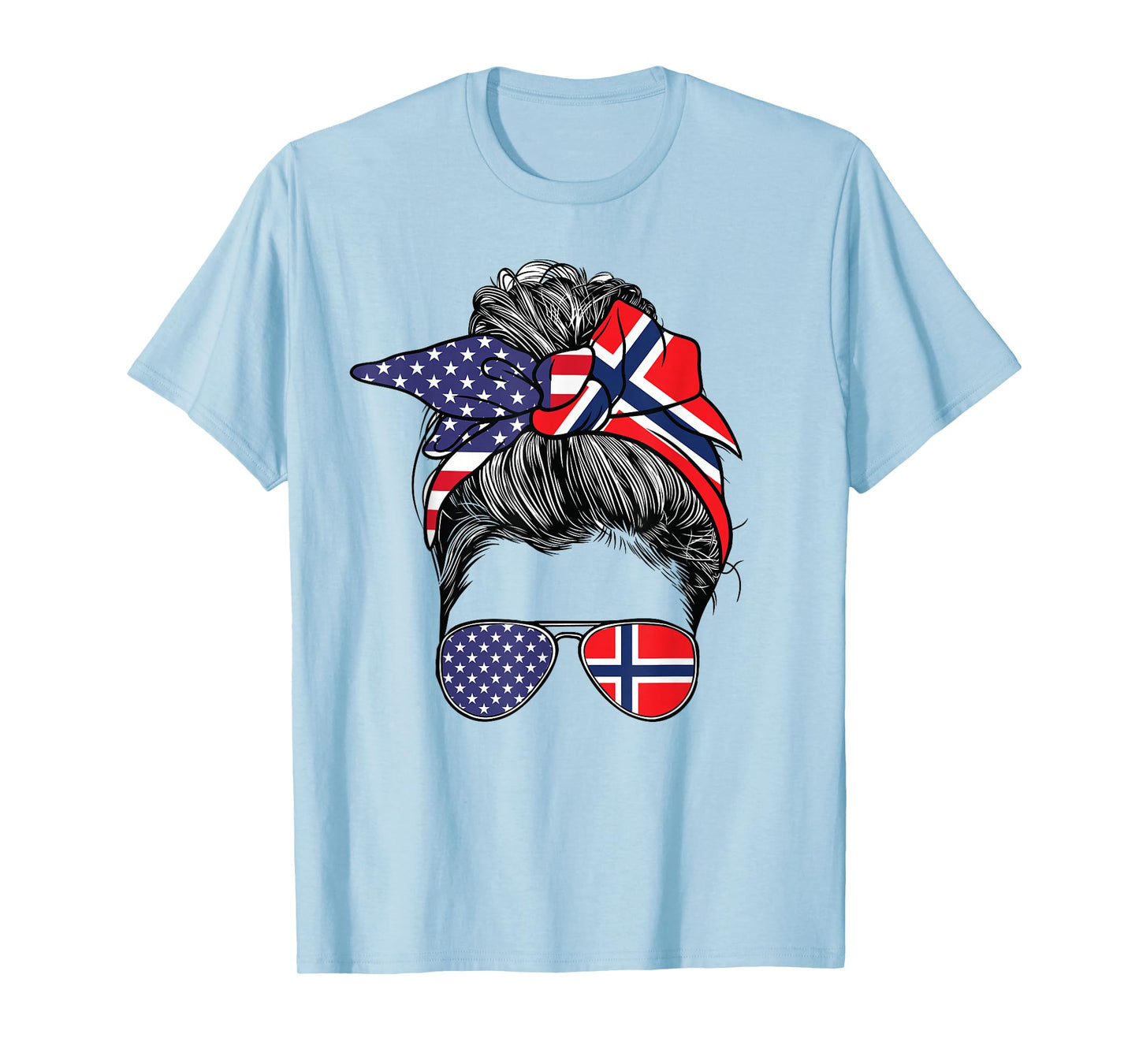 Norwegian Women Girl USA Heritage American Norway Flag T-Shirt