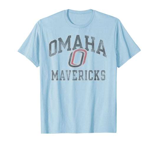 Nebraska Omaha Mavericks Vintage Worn Gray T-Shirt